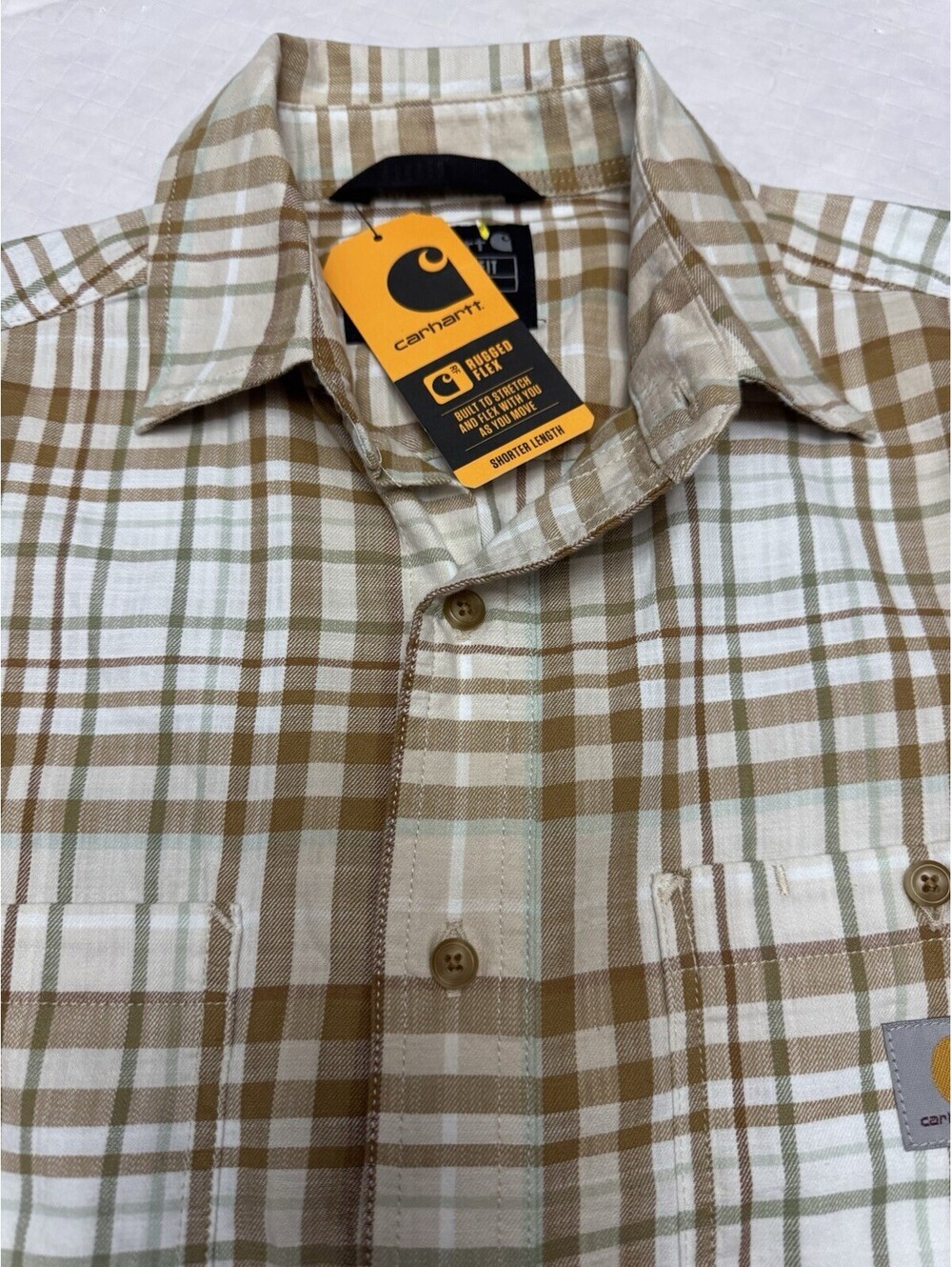 Carhartt Men's Rugged Flex Relaxed Fit Plaid Long Sleeve Button-Up Shirt Size S - Picture 2 of 7